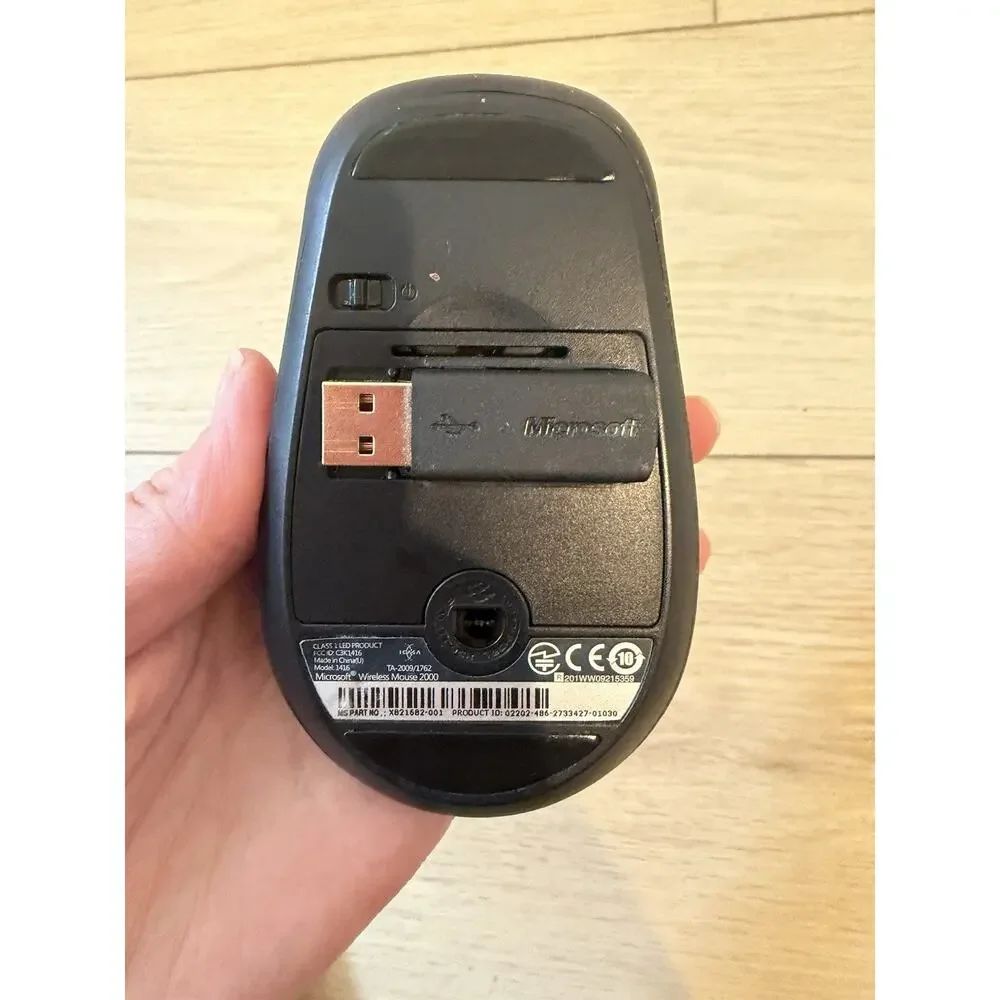Microsoft Wireless Mouse 2000 Model 1416 Black with USB RECEIVER